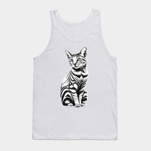Cat Black and White Tank Top